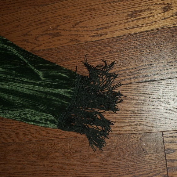 Something Navy Emerald Fringe Shirt Dress - Picture 4 of 16